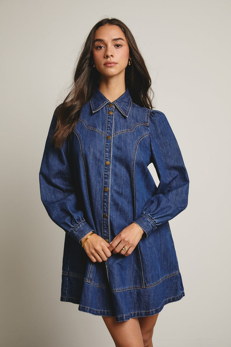 Western Denim Loose Mini Dress
