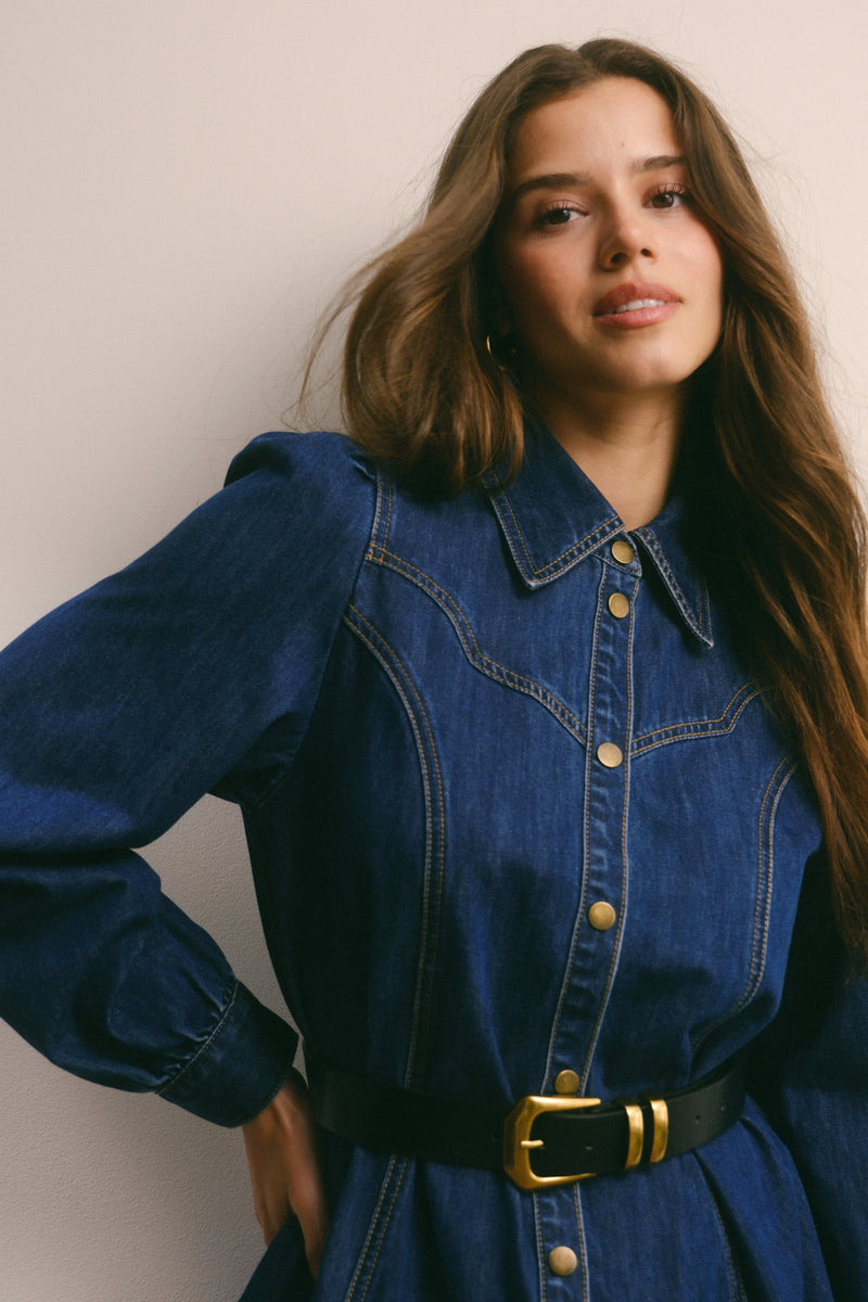 Western Denim Loose Mini Dress