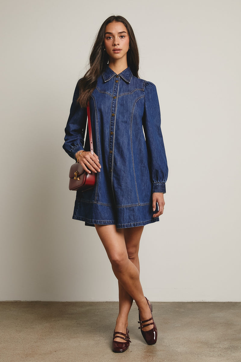 loose western dress LanaWest Women's Western Casual Corduroy Ditsy Ditsy Floral Loose Fit Dropped Shoulder Smock Dress