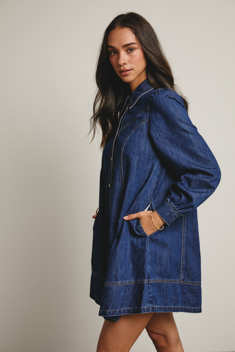 Western Denim Loose Mini Dress