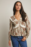 Light Sage Floral Peplum Top