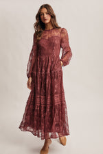 Lace Victorian Inspired Maxi Dress in Plum