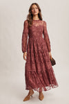 Lace Victorian Inspired Maxi Dress in Plum