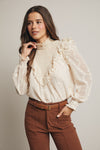 Victorian High Neck Blouse in Ivory