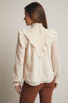 Victorian High Neck Blouse in Ivory