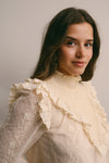 Victorian High Neck Blouse in Ivory