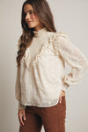 Victorian High Neck Blouse in Ivory