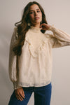 Victorian High Neck Blouse in Ivory