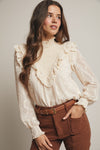 Victorian High Neck Blouse in Ivory