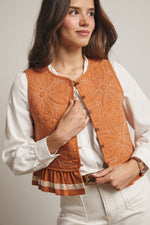 Terracotta Quilted Button Front Vest