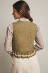 Olive Quilted Button Front Vest