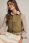Olive Quilted Button Front Vest