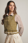 Olive Quilted Button Front Vest