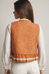 Terracotta Quilted Button Front Vest