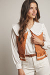Terracotta Quilted Button Front Vest