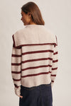 Burgundy Striped Sailor Collar Sweater