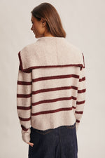 Burgundy Striped Sailor Collar Sweater