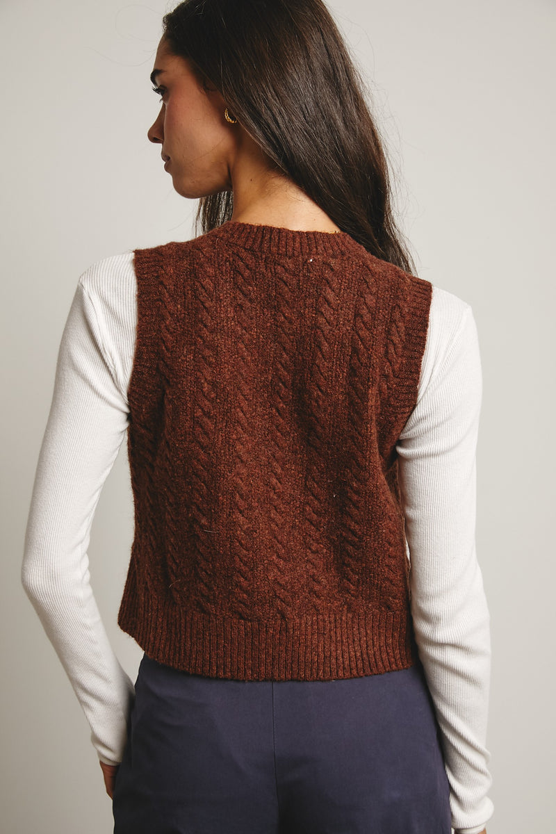 Chestnut Knit Tie Front Vest