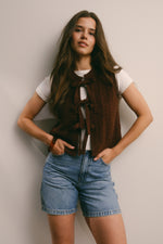 Chestnut Knit Tie Front Vest