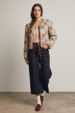 Rose Floral Quilted Jacket in Light Sage