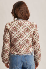 Rose Floral Quilted Jacket in Ivory