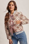 Rose Floral Quilted Jacket in Ivory