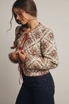 Rose Floral Quilted Jacket in Light Sage