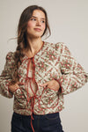 Rose Floral Quilted Jacket in Light Sage