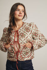 Rose Floral Quilted Jacket in Light Sage
