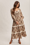 Light Sage Floral and Eyelet Trim Maxi Dress