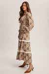Light Sage Floral and Eyelet Trim Maxi Dress
