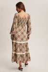 Light Sage Floral and Eyelet Trim Maxi Dress