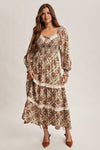 Light Sage Floral and Eyelet Trim Maxi Dress