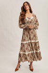 Light Sage Floral and Eyelet Trim Maxi Dress