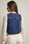 Ruffle Trim Denim Vest