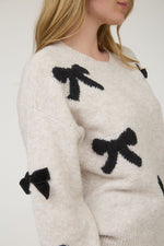 Bow Pullover Sweater in Oatmeal