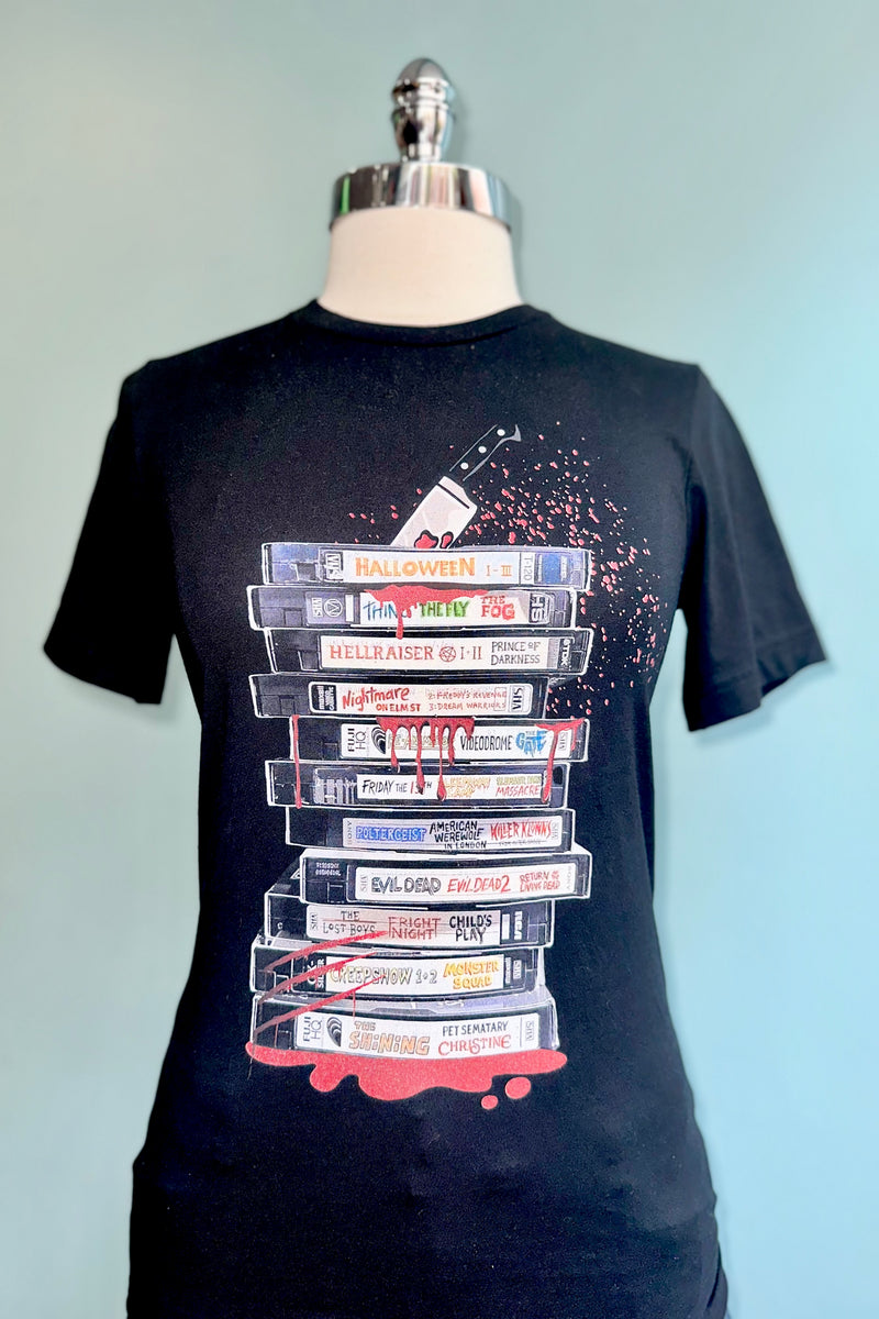 VHS Horror Movie T-Shirt in Black