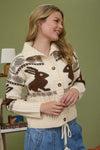 Bunny Jacquard Button Down Cardigan Sweater