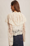 Lace and Embroidered Top in Ecru