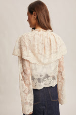 Lace and Embroidered Top in Ecru