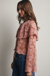 Lace and Embroidered Top in Blush