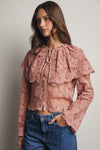Lace and Embroidered Top in Blush