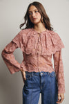 Lace and Embroidered Top in Blush