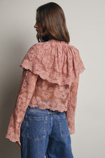 Lace and Embroidered Top in Blush