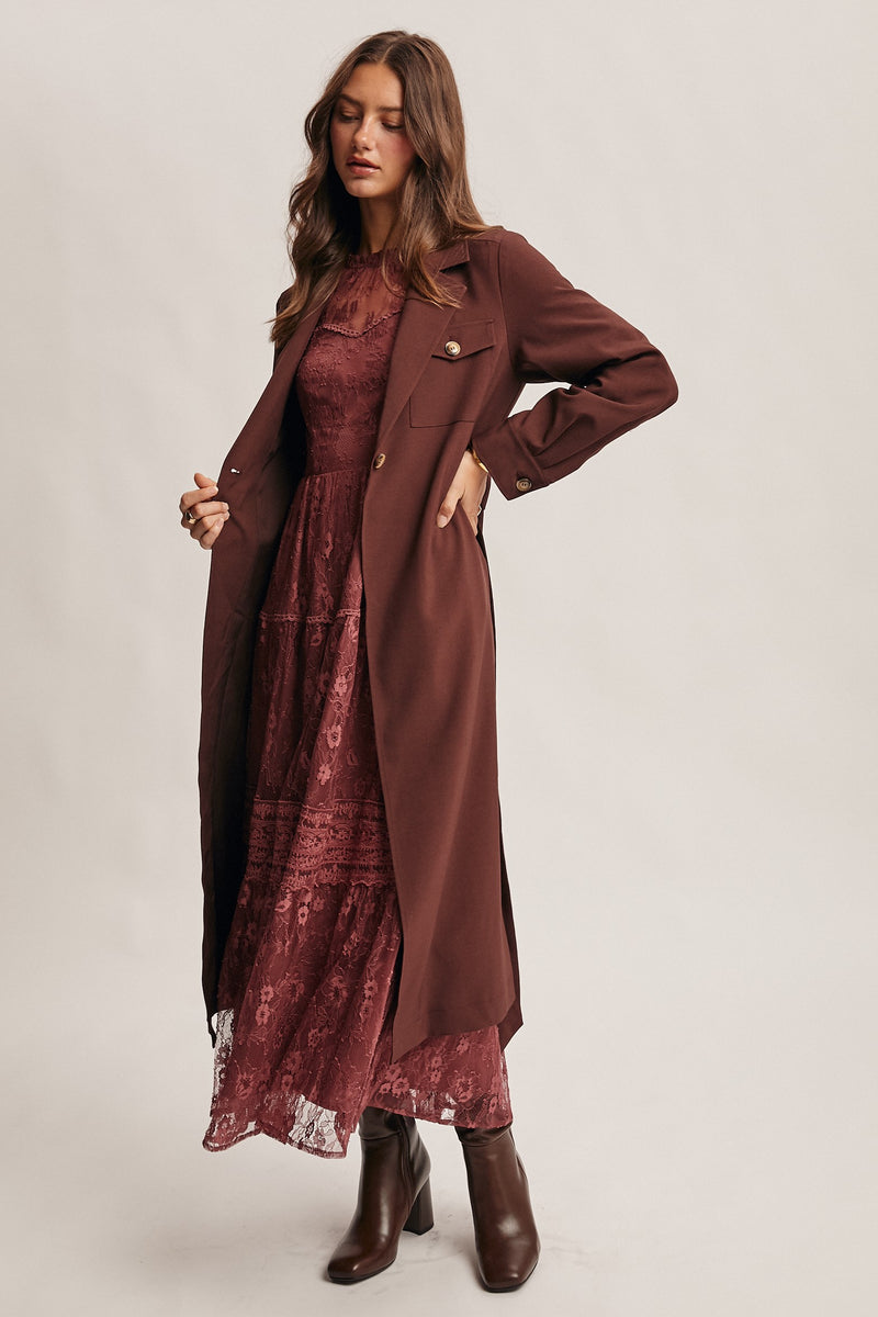 Belted Trench Coat in Chestnut