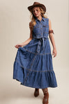 Sleeveless Denim Midi Dress