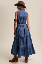 Sleeveless Denim Midi Dress