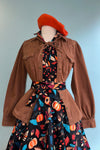 Mocha Denim Puff Sleeve Button Down Top