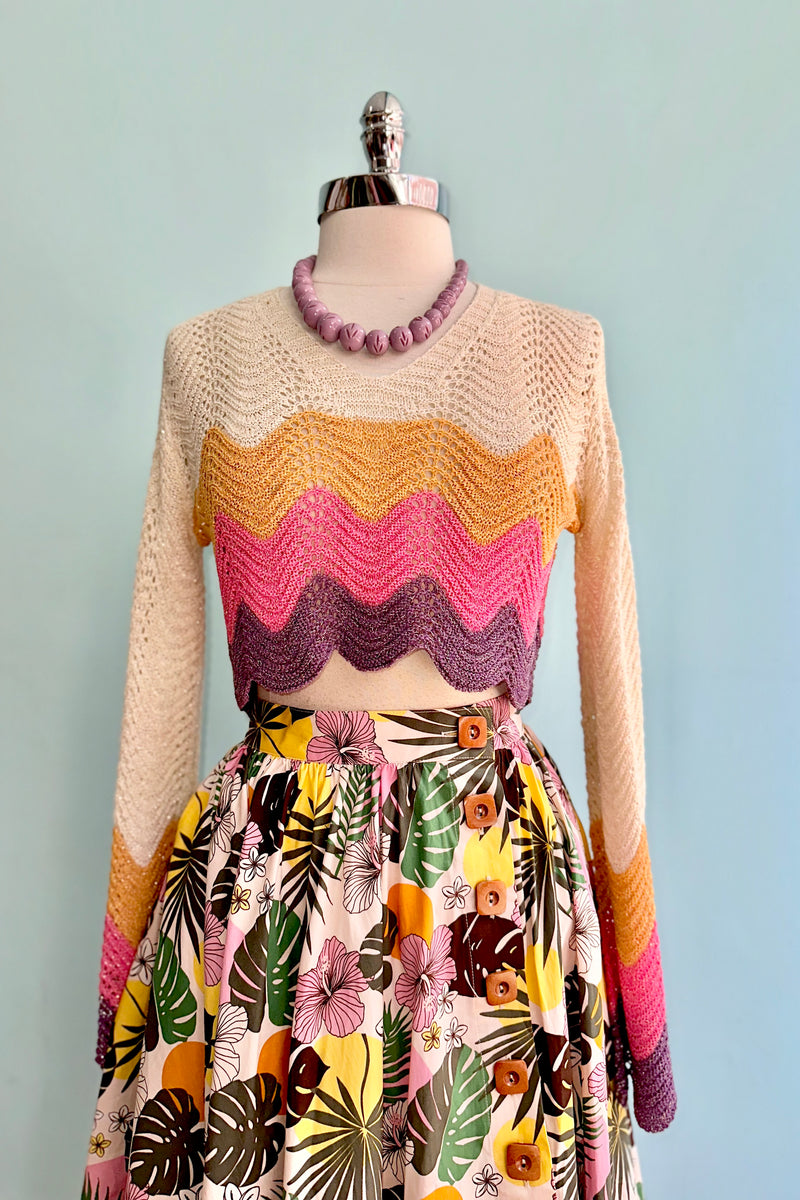 Cropped Multicolor and Lurex Sweater by Molly Bracken