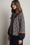 Navy Floral Peasant Blouse